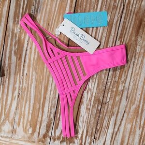 NWT Beach Bunny Hot Pink Hard Summer‎ Tango Thong Bikini Bottoms L